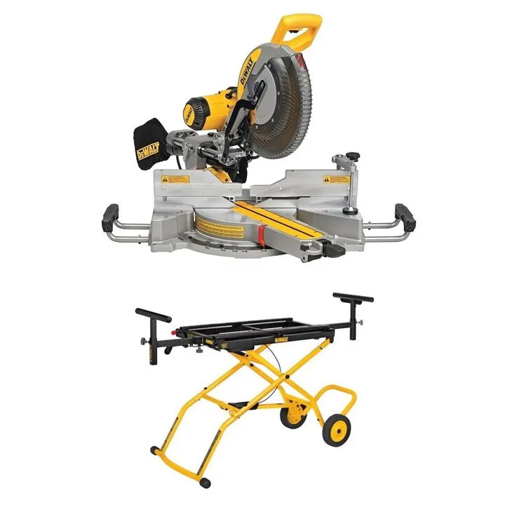 DEWALT 12-Inch Compound Miter Saw & Heavy-Duty Rolling Miter Saw Stand Bundle