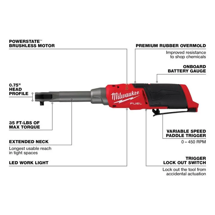 Milwaukee M12 FUEL 3/8-inch Extended Reach High Speed Ratchet (Bare Tool) 2