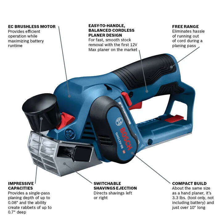 Bosch 12V MAX EC Brushless Planer (Bare Tool) - Precision Engineering for Woodworkers 1