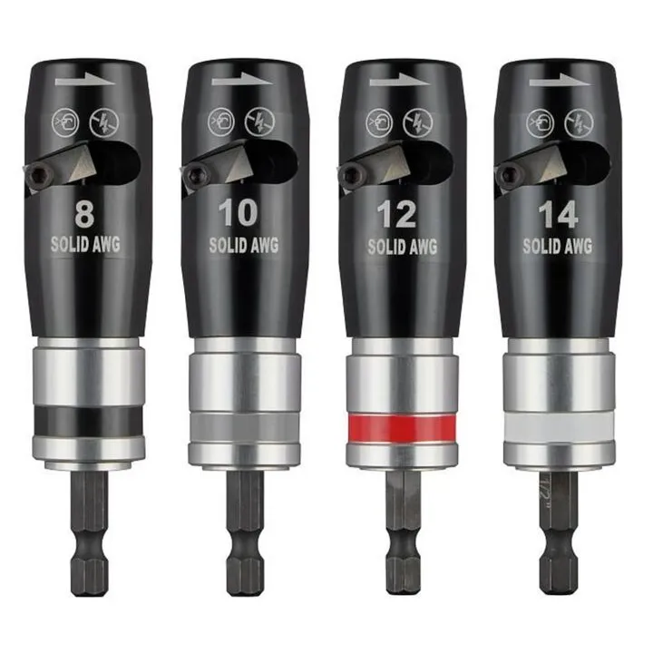 Milwaukee 4PC Solid Wire Stripper Set with Quick-Twist Connector Socket & 5PC Bit Holder 1