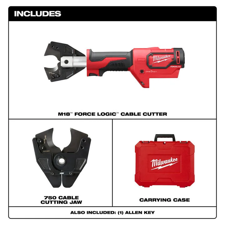 Milwaukee M18 FORCE LOGIC Cable Cutter with 750 MCM Cu Jaws (Bare Tool) 1