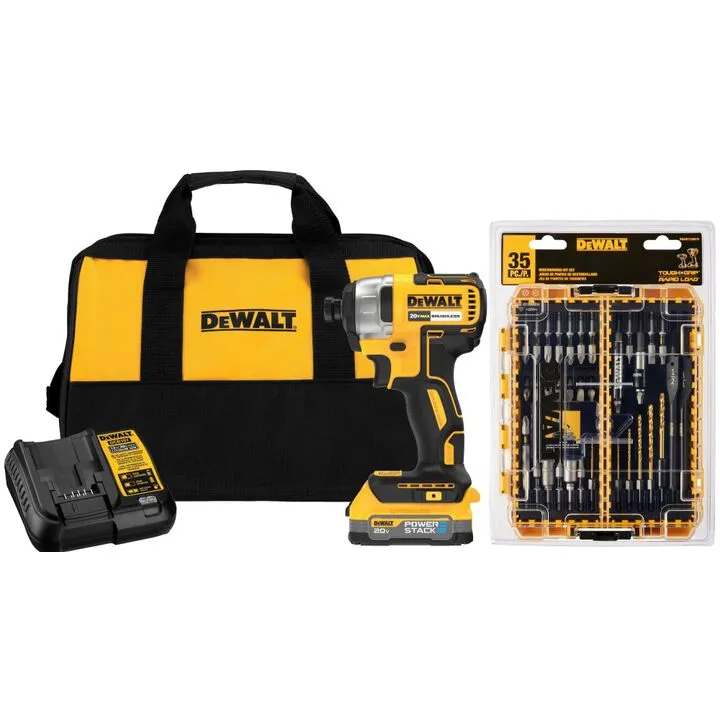 DEWALT 20V MAX XTREME Brushless 1/4 Inch Impact Driver & Rapid Load Accessory Set