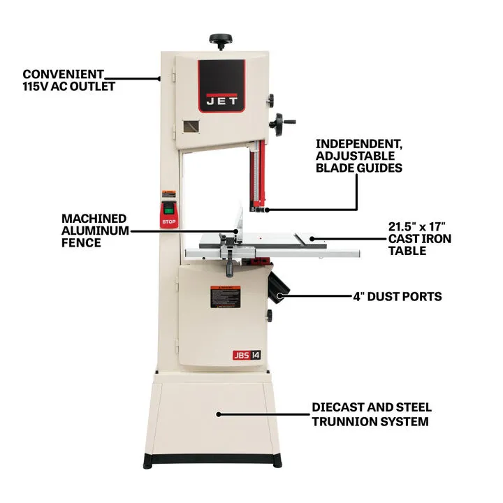 JET JWBS-14SFX 14-inch Steel Frame Bandsaw, 1-3/4HP, 115/230V 1