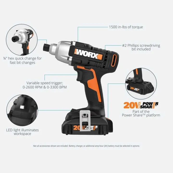 Worx 20V Cordless Li-Ion Impact Driver Kit - Precision Engineering for Home Projects 2