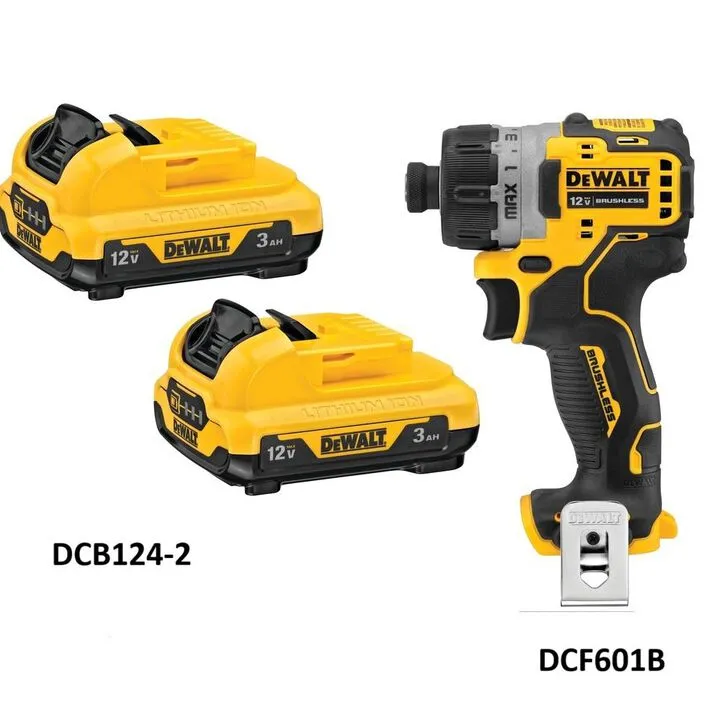 DEWALT 12V MAX 3Ah Battery 2-Pack and 1/4 Inch Screwdriver Professional Bundle 1