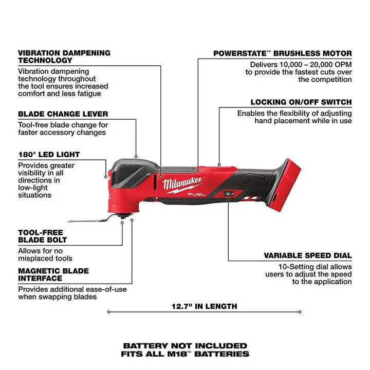 Milwaukee M18 FUEL Oscillating Multi-Tool (Bare Tool) 3