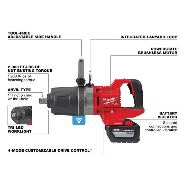 Milwaukee M18 FUEL 1 in. D-Handle High Torque Impact Wrench with ONE-KEY Kit 3