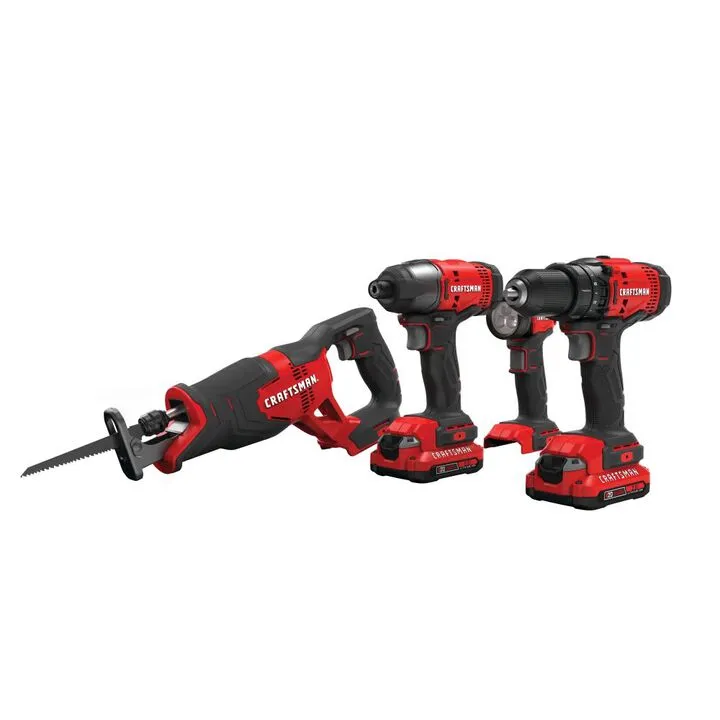 CRAFTSMAN V20 Cordless 4-Tool Combo Kit with 2.0Ah Batteries & Charger 1
