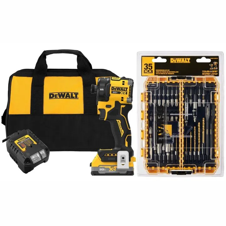 DEWALT 20V MAX XR 1/4 Inch Quiet Hydraulic Impact Driver Kit & Rapid Load Accessory Set
