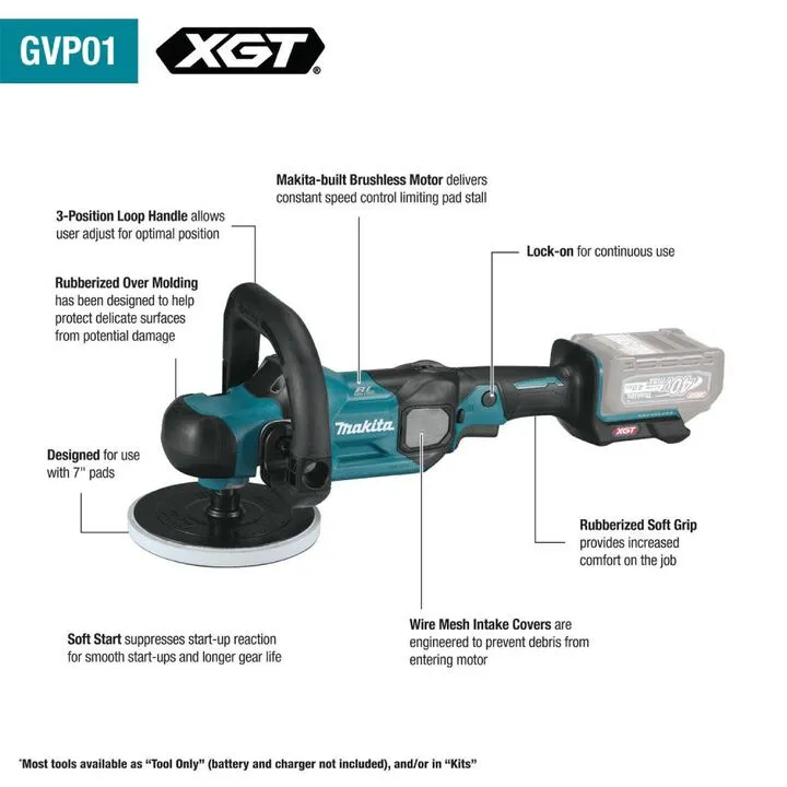 Makita 40V max XGT 7in Brushless Cordless Polisher Kit 11