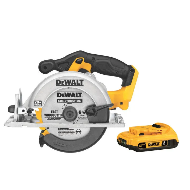 DEWALT 20V MAX 6 1/2 in Cordless Circular Saw with 2Ah Battery Bundle