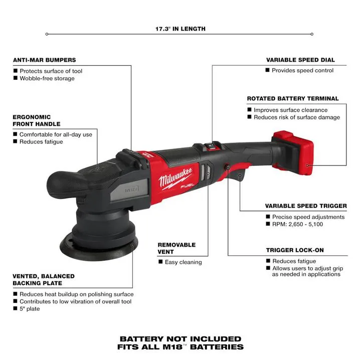 Milwaukee M18 FUEL 15mm Random Orbital Polisher (Reconditioned Bare Tool) 2