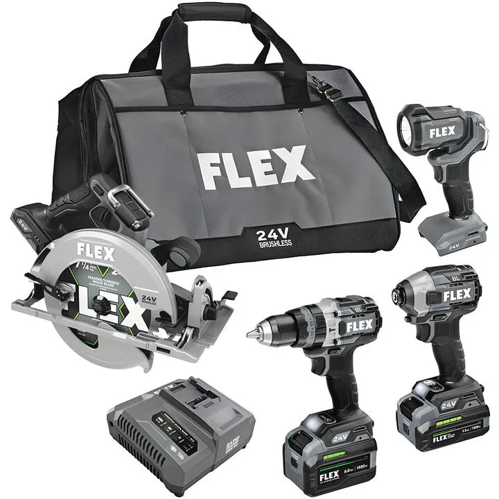 FLEX 24V Stacked Lithium 4-Tool Combo Kit - Professional Performance & Reliability