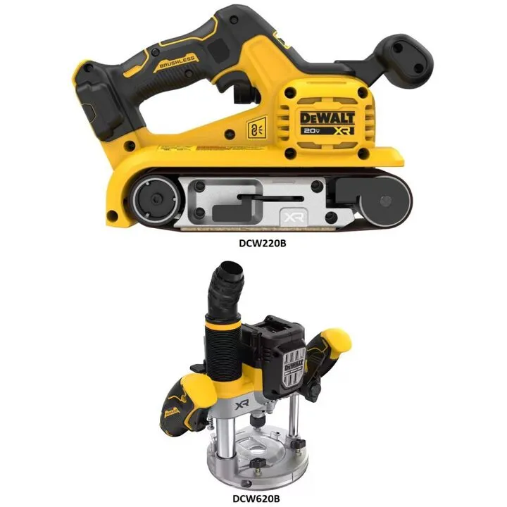 DEWALT 20V MAX Cordless Belt Sander & 2-1/4HP Plunge Router Professional Bundle 1