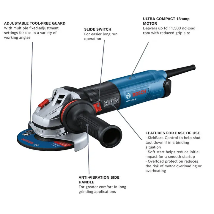 Bosch 5-Inch Angle Grinder with Brake (Certified Reconditioned) 1