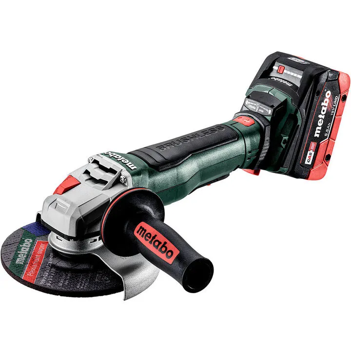 Metabo WPB 18 LT BL 11-150 Quick 5.5Ah Braking Angle Grinder Kit - High-Performance Cordless Precision