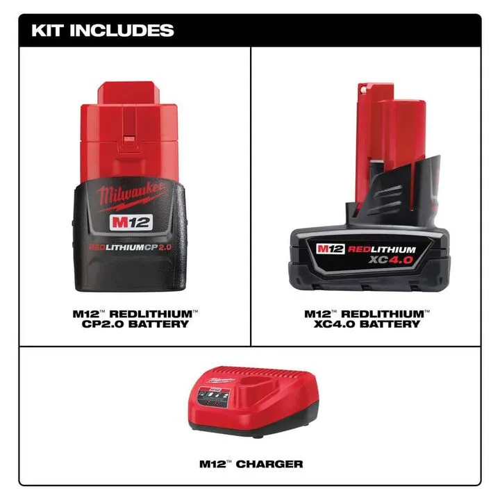 Milwaukee M12 FUEL 3/8 In. Stubby Impact Wrench with 4.0Ah & 2.0Ah Battery Starter Kit 6