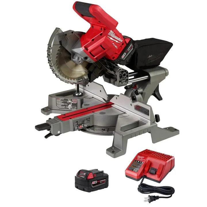 Milwaukee M18 FUEL 7-1/4 Inch Dual Bevel Sliding Compound Miter Saw & Folding Stand Kit 9