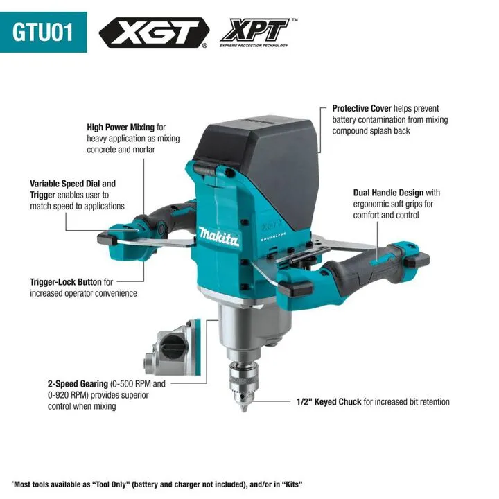 Makita 40V max XGT Brushless Cordless 1/2 in Mixer (Bare Tool) 3