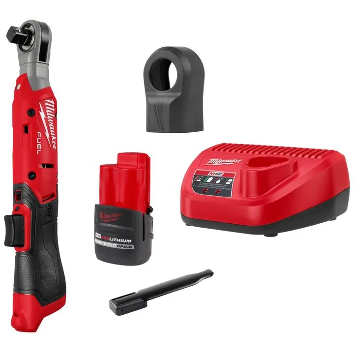 Milwaukee M12 FUEL 1/2 Inch Ratchet Kit & Protective Boot Bundle