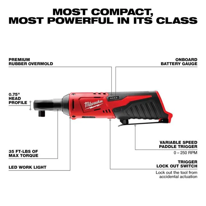 Milwaukee M12 Cordless 3/8 In. Ratchet (Bare Tool) - Professional Automotive Solution 1
