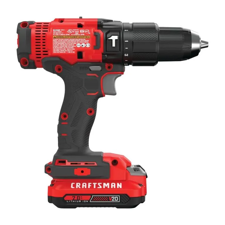 CRAFTSMAN V20 Cordless 1/2-Inch Hammer Drill Kit (2.0 Ah Battery & Charger Included) 2