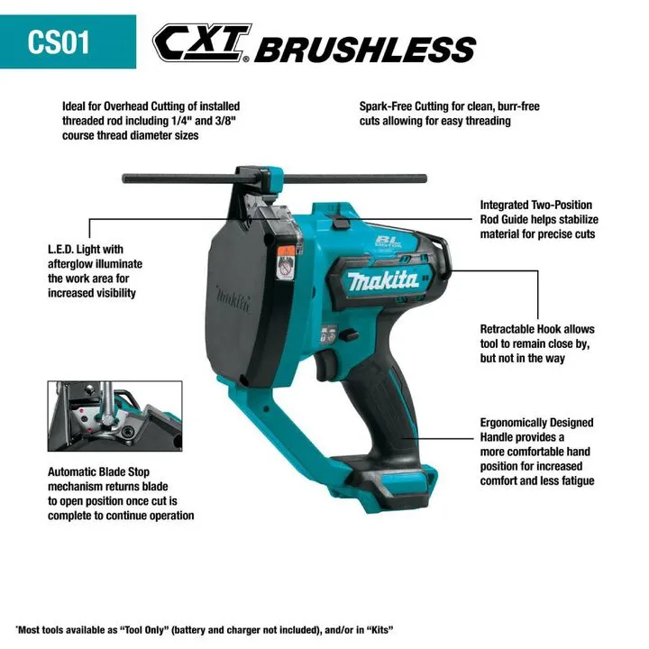 Makita 12V max CXT Lithium-Ion Brushless Cordless Threaded Rod Cutter (Bare Tool) 1
