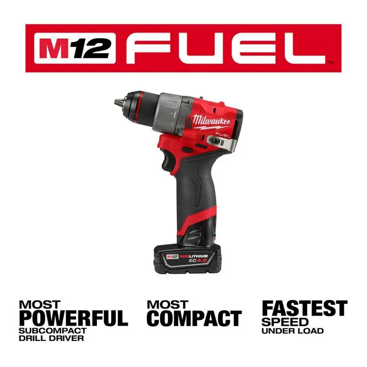 Milwaukee M12 FUEL 1/2-inch Drill/Driver Kit - Professional Grade Compact Power 1