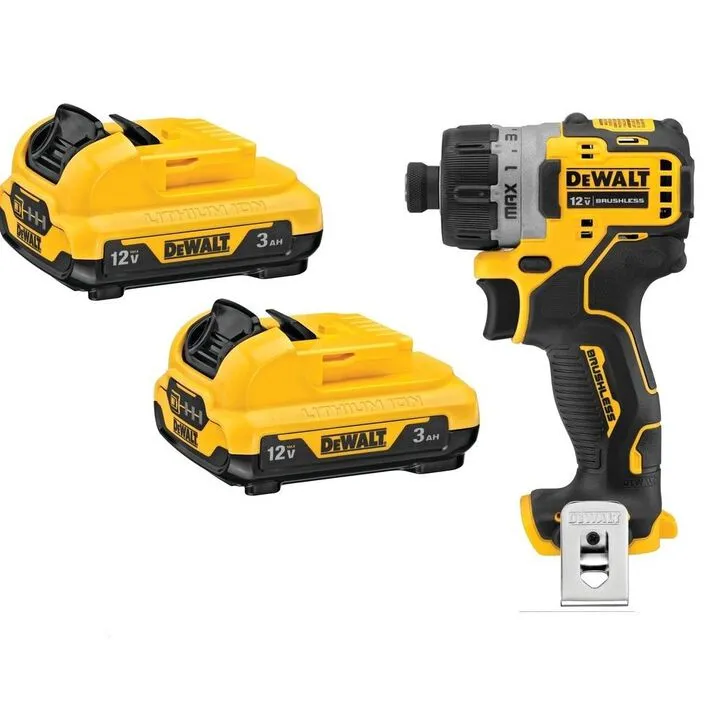 DEWALT 12V MAX 3Ah Battery 2-Pack and 1/4 Inch Screwdriver Professional Bundle