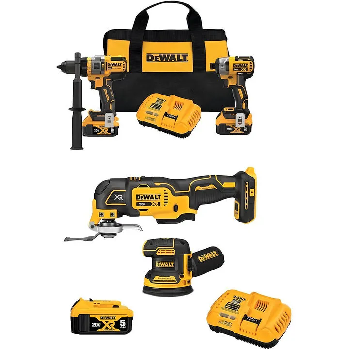 DEWALT 20V MAX Cordless Drill, Driver, Sander & Multi-Tool 4-Piece Combo Kit