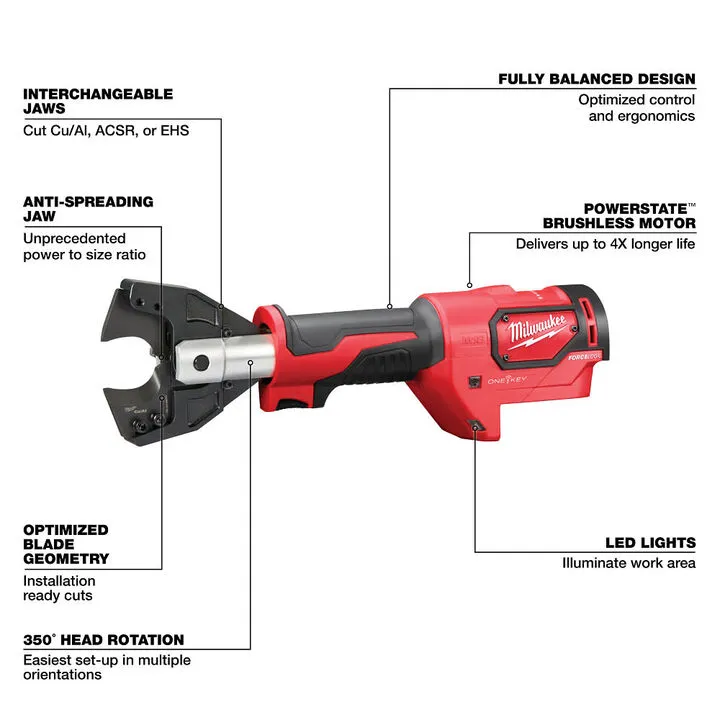 Milwaukee M18 FORCE LOGIC Cable Cutter with 750 MCM Cu Jaws (Bare Tool) 2