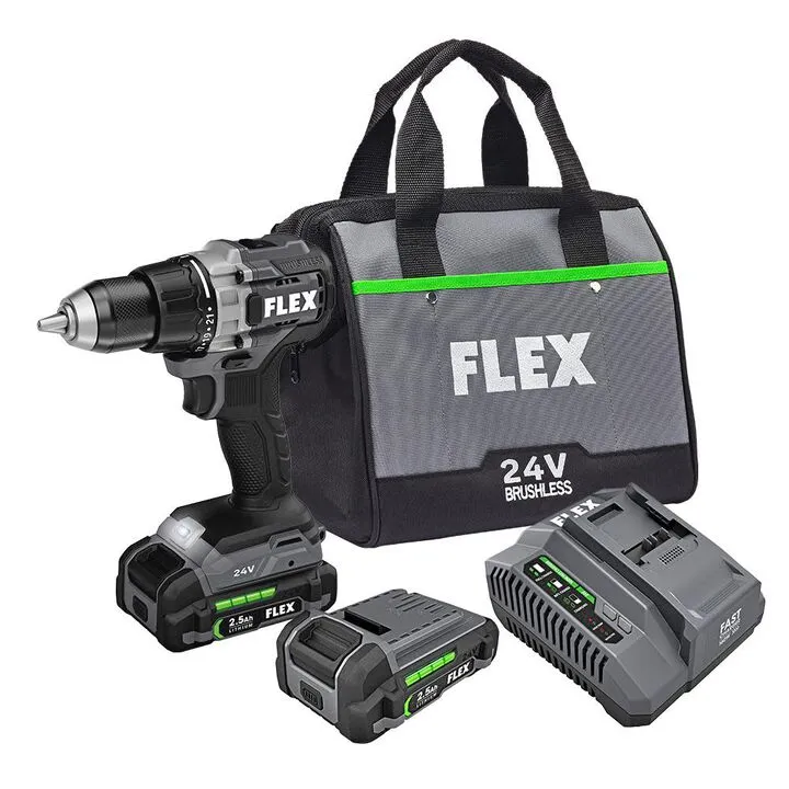 FLEX 24V Brushless 1/2-In. 2-Speed Drill Driver Kit - High-Performance Professional Tooling