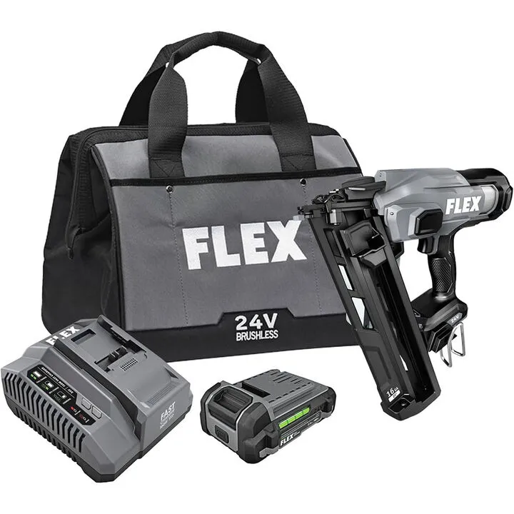 FLEX 24V Cordless 16 Gauge Angled Finish Nailer Kit - High-Performance Precision