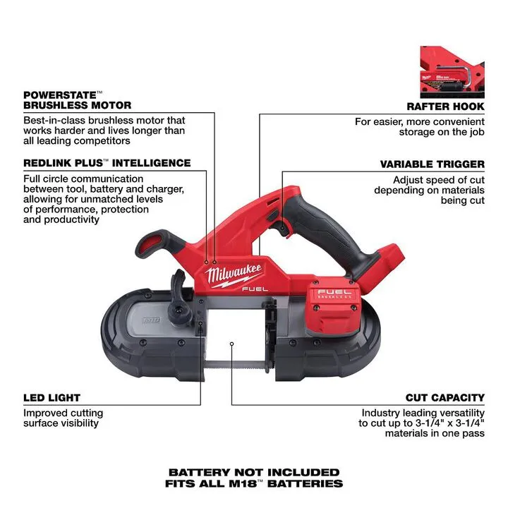 Milwaukee M18 FUEL Compact Band Saw (Bare Tool) 1