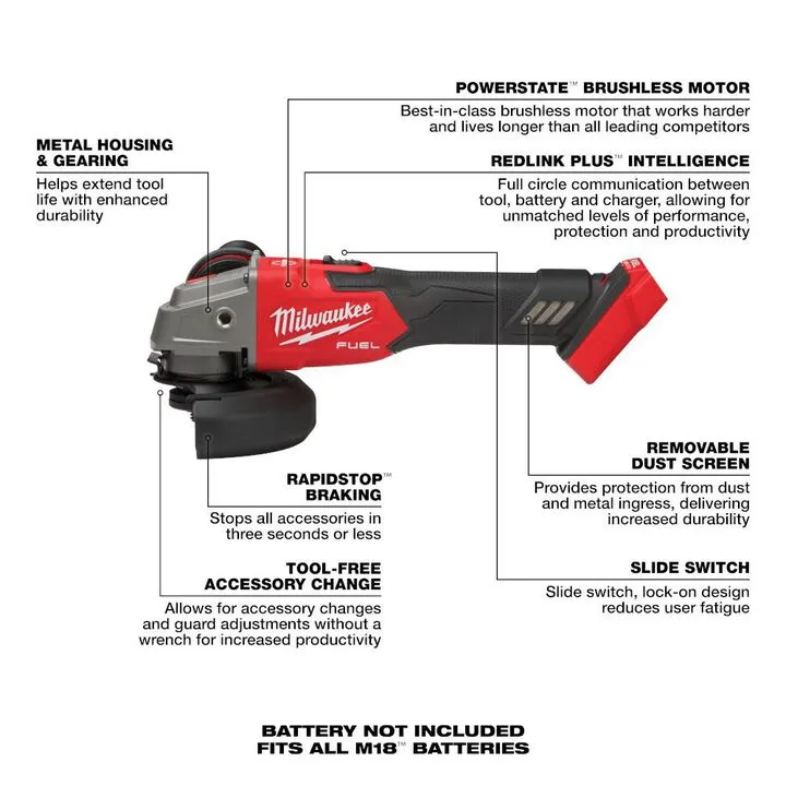 Milwaukee M18 FUEL 4-1/2 in. / 5 in. Braking Grinder (Bare Tool) - Certified Reconditioned 2