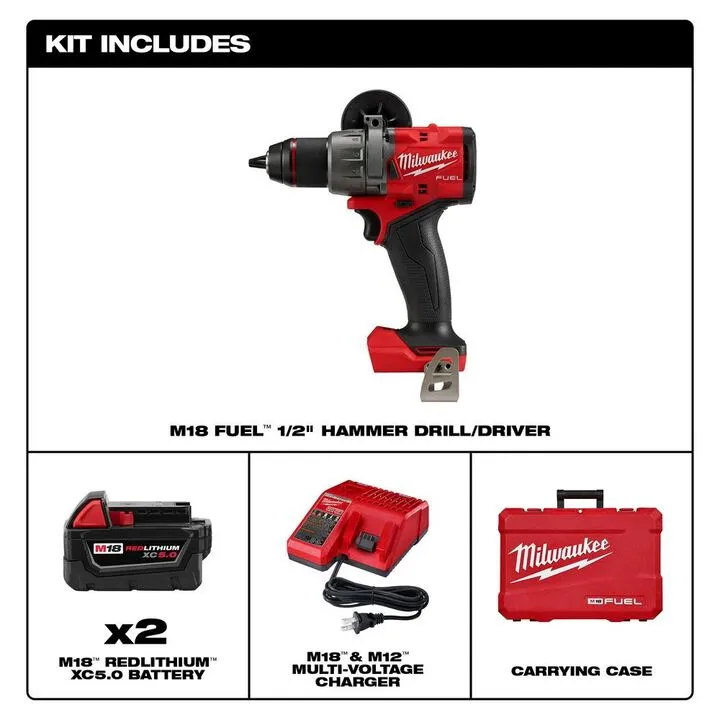Milwaukee M18 FUEL 1/2 inch Hammer Drill/Driver Kit - Professional Grade Performance 3