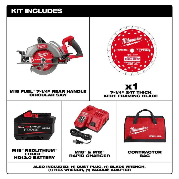 Milwaukee M18 FUEL 7-1/4 Inch Rear Handle Circular Saw Kit (2830-21) 2