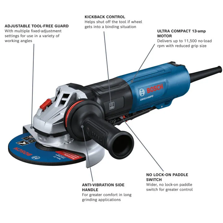 Bosch 6-Inch Angle Grinder with No Lock-On Paddle Switch (Reconditioned) 3