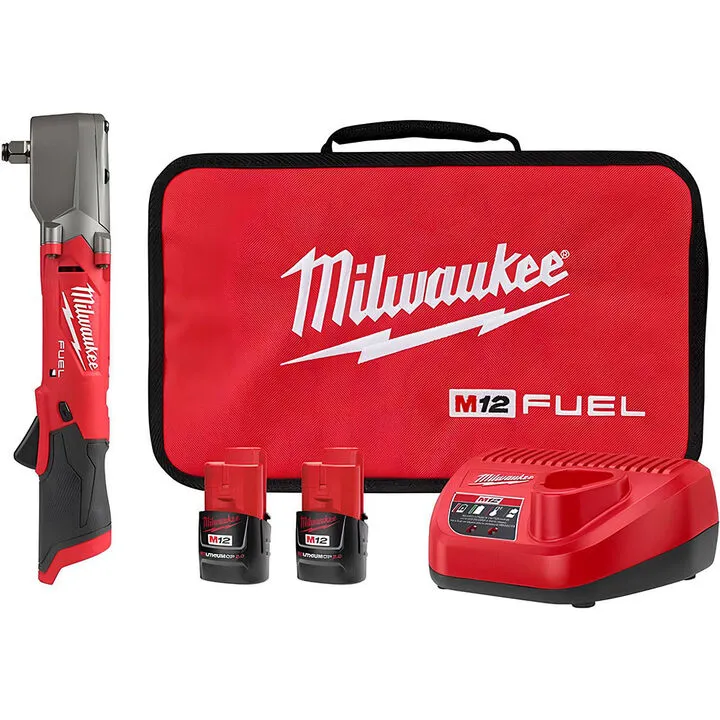 Milwaukee M12 FUEL 1/2 Inch Right Angle Impact Wrench Kit with Protective Boot 8