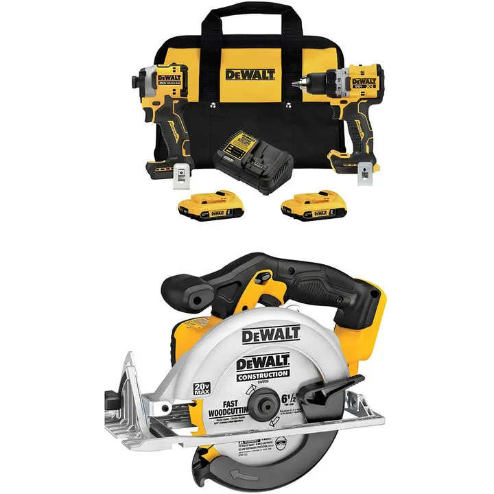 DEWALT 20V MAX Cordless Impact Driver, Drill/Driver, and Circular Saw 3-Tool Combo Kit
