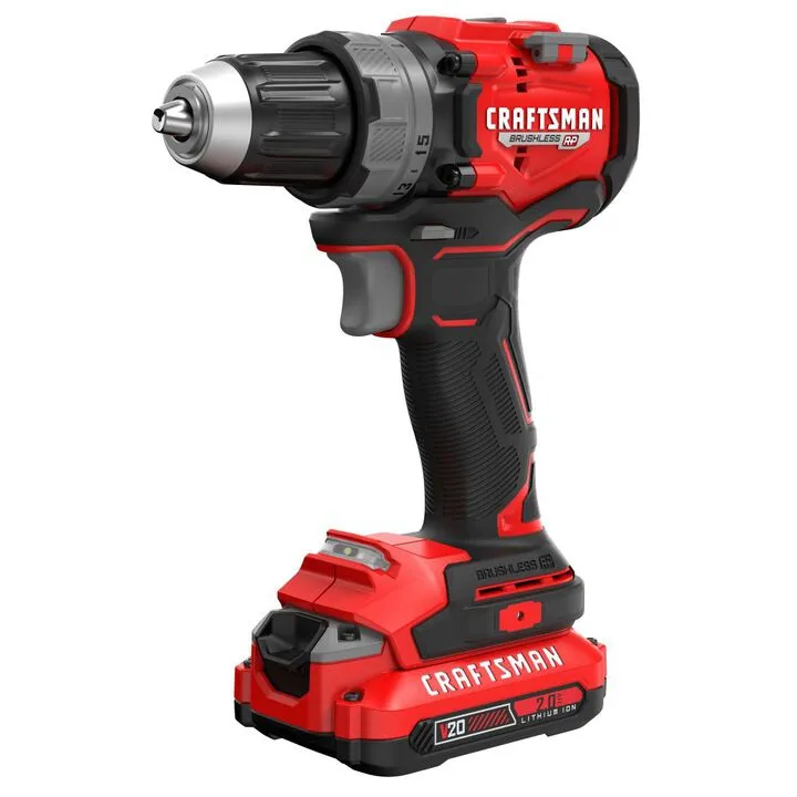 CRAFTSMAN V20 Brushless RP 1/2 Inch Drill/Driver Kit with 2.0Ah Batteries & Charger