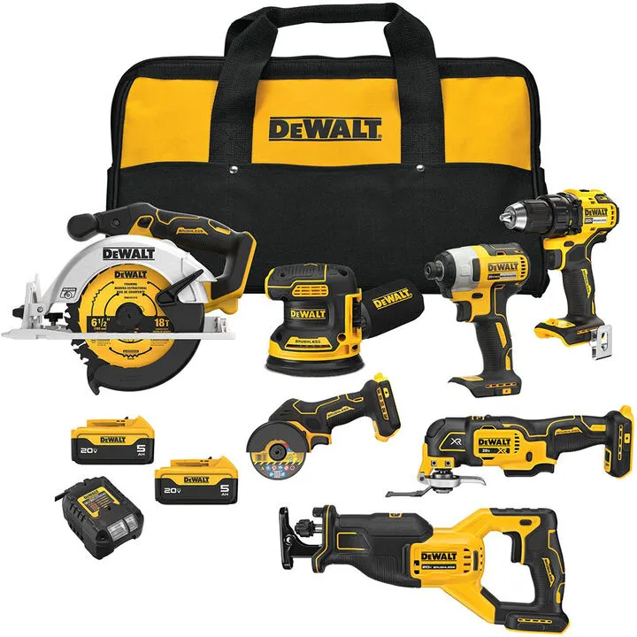 DEWALT 20V MAX Brushless Site Ready 7-Tool Combo Kit - Professional Grade Performance