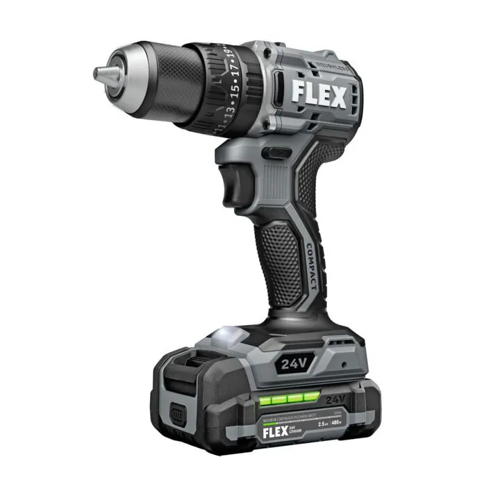 FLEX 24V Cordless 1/2 Inch 2-Speed Compact Hammer Drill Kit - Professional Performance Series 2
