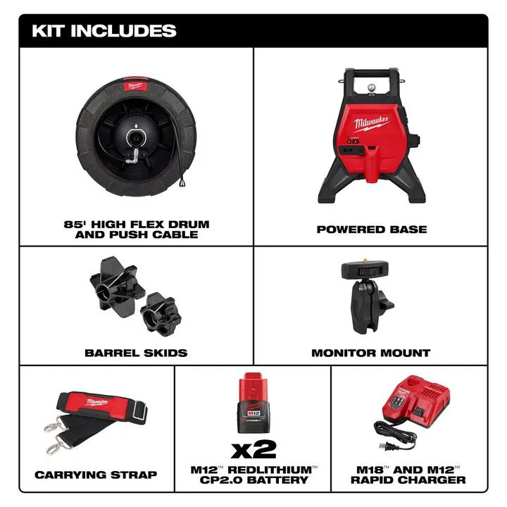 Milwaukee M12 85 Ft. High Flex Compact Inspection Camera Kit - Professional Grade Diagnostic Solution 1