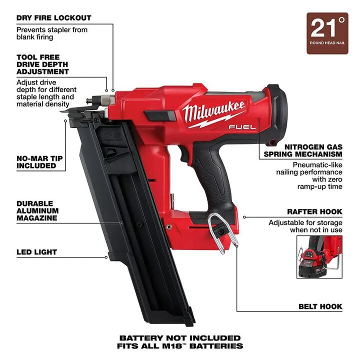 Milwaukee M18 FUEL 21 Degree Framing Nailer (Bare Tool) 4