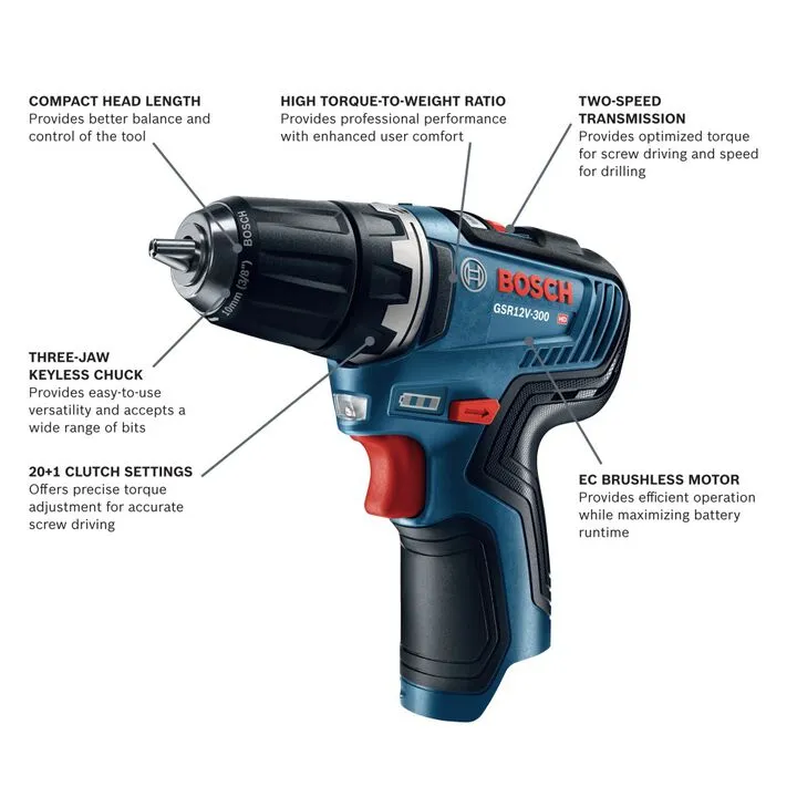 Bosch 12V Max EC Brushless 3/8 Inch Drill/Driver (Bare Tool) 1