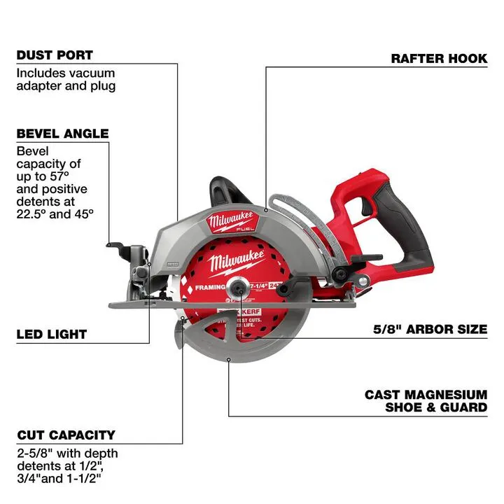 Milwaukee M18 FUEL 7-1/4 Inch Rear Handle Circular Saw (Bare Tool) 3