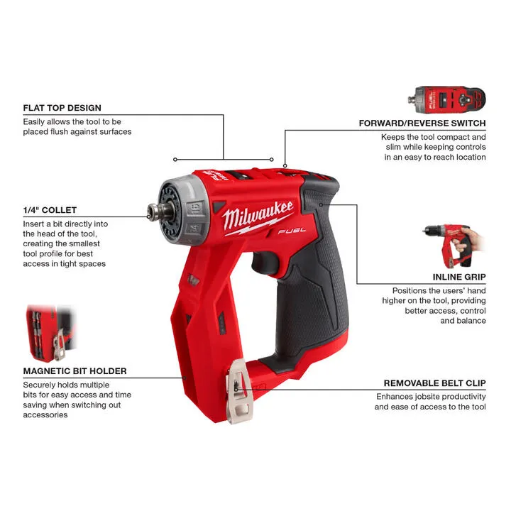 Milwaukee M12 FUEL Installation Drill/Driver & Straight Die Grinder Professional Combo Kit 4