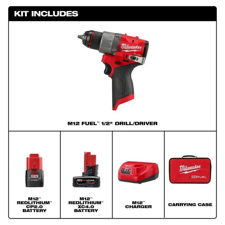 Milwaukee M12 FUEL 1/2-inch Drill/Driver Kit - Professional Grade Compact Power 3
