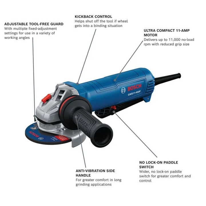 Bosch 4-1/2 Inch Angle Grinder with No Lock-On Paddle Switch (Reconditioned) 1